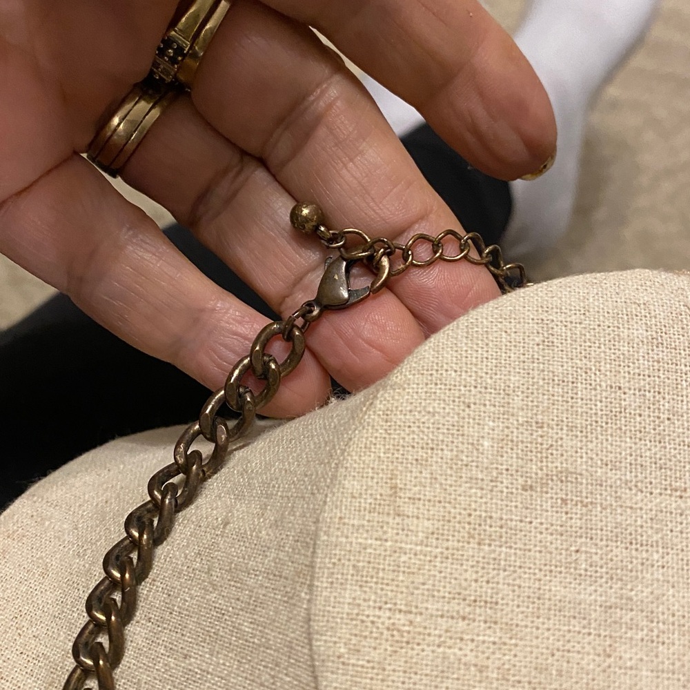 Gold Statement Necklace with Crystal Accents - Picture 4 of 5